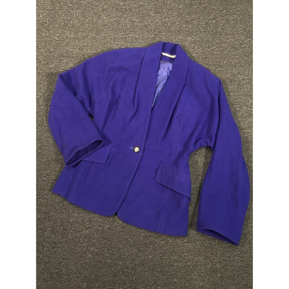 Max Mara Blazer Jacket Women's 4 Purple Blue Virgin Wool‎ Italy Academia Preppy